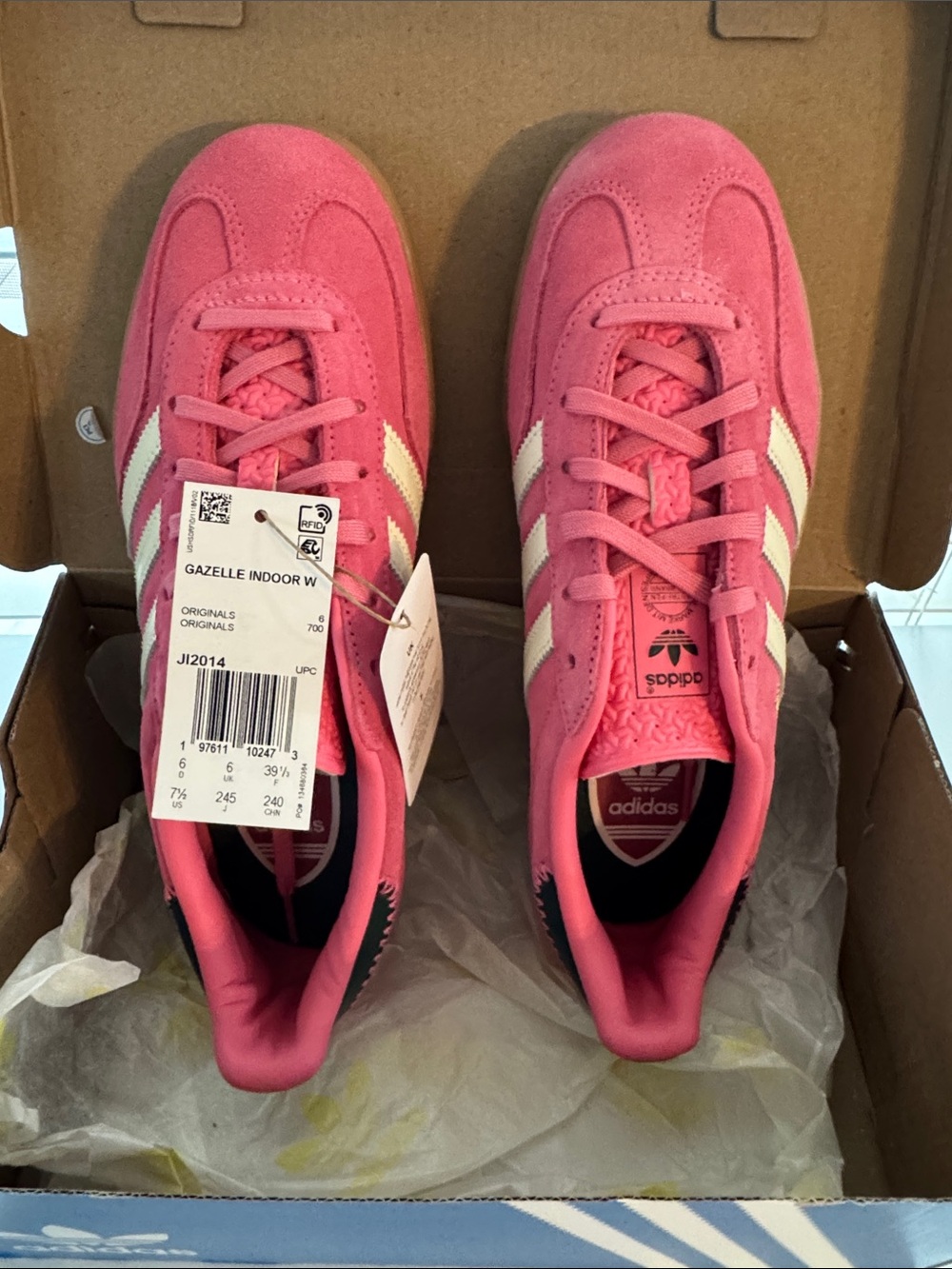 adidas Gazelle Sneakers in Pink with White Stripes